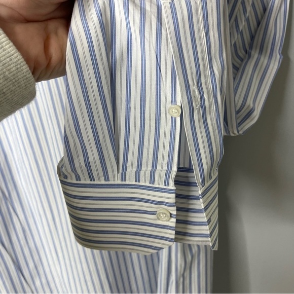 Isaia Striped Button Down Men’s Dress Shirt Blue White Size 17 (43) - Picture 7 of 7